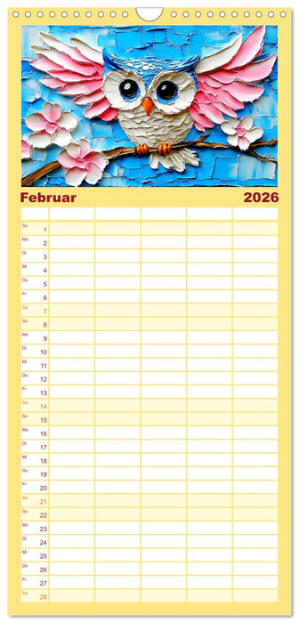 Eulen. Entzückende Paintings (CALVENDO Familienplaner 2026)