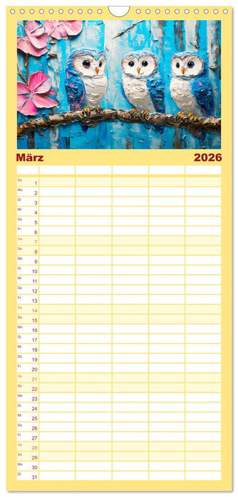 Eulen. Entzückende Paintings (CALVENDO Familienplaner 2026)