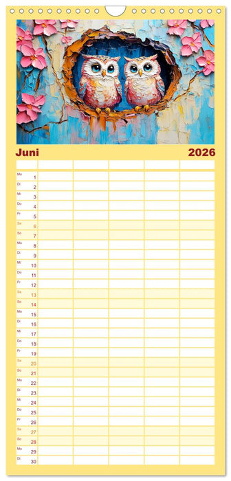 Eulen. Entzückende Paintings (CALVENDO Familienplaner 2026)