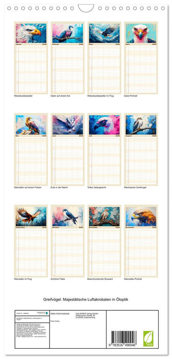Greifvögel. Majestätische Luftakrobaten in Öloptik (CALVENDO Familienplaner 2026)