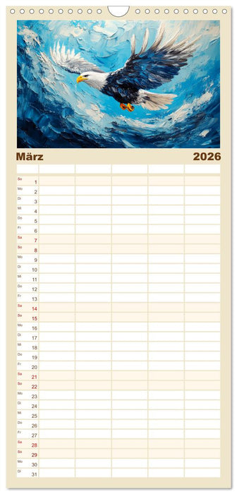 Greifvögel. Majestätische Luftakrobaten in Öloptik (CALVENDO Familienplaner 2026)