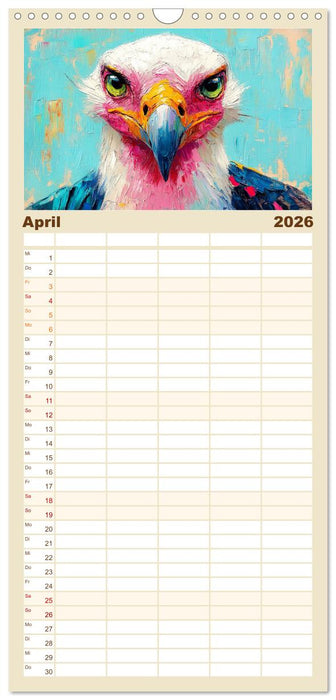 Greifvögel. Majestätische Luftakrobaten in Öloptik (CALVENDO Familienplaner 2026)