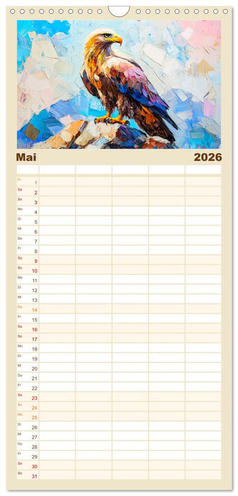 Greifvögel. Majestätische Luftakrobaten in Öloptik (CALVENDO Familienplaner 2026)