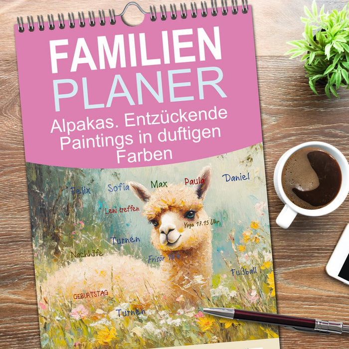 Alpakas. Entzückende Paintings in duftigen Farben (CALVENDO Familienplaner 2026)