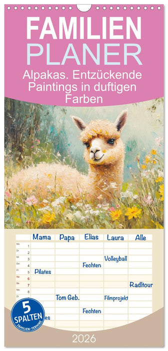 Alpakas. Entzückende Paintings in duftigen Farben (CALVENDO Familienplaner 2026)