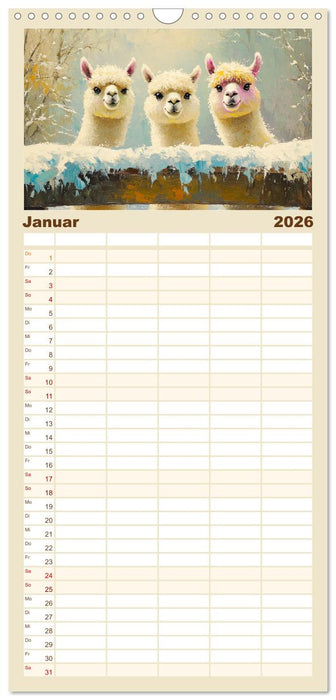 Alpakas. Entzückende Paintings in duftigen Farben (CALVENDO Familienplaner 2026)