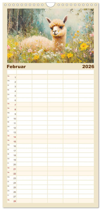 Alpakas. Entzückende Paintings in duftigen Farben (CALVENDO Familienplaner 2026)