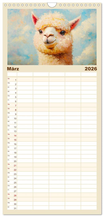 Alpakas. Entzückende Paintings in duftigen Farben (CALVENDO Familienplaner 2026)