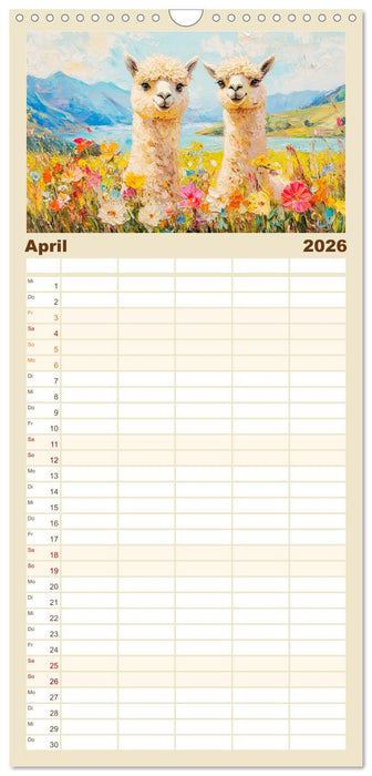 Alpakas. Entzückende Paintings in duftigen Farben (CALVENDO Familienplaner 2026)