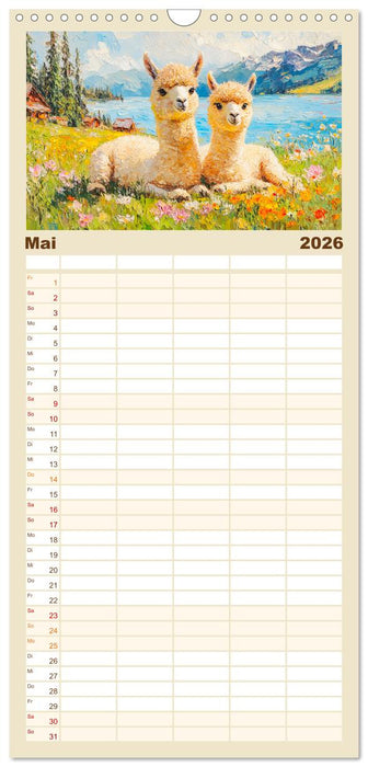 Alpakas. Entzückende Paintings in duftigen Farben (CALVENDO Familienplaner 2026)