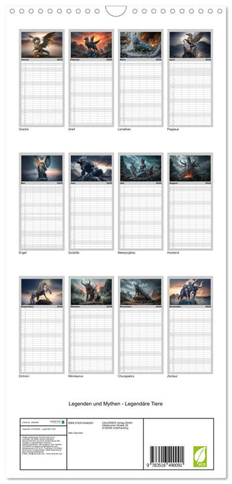 Legenden und Mythen - Legendäre Tiere (CALVENDO Familienplaner 2026)