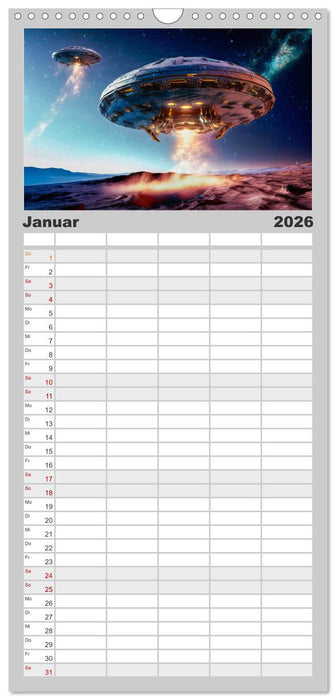 Fliegende Untertasse - Die große Fantasiereise (CALVENDO Familienplaner 2026)