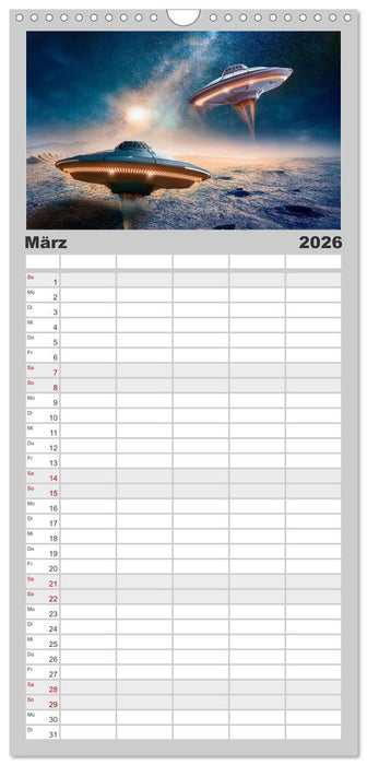 Fliegende Untertasse - Die große Fantasiereise (CALVENDO Familienplaner 2026)