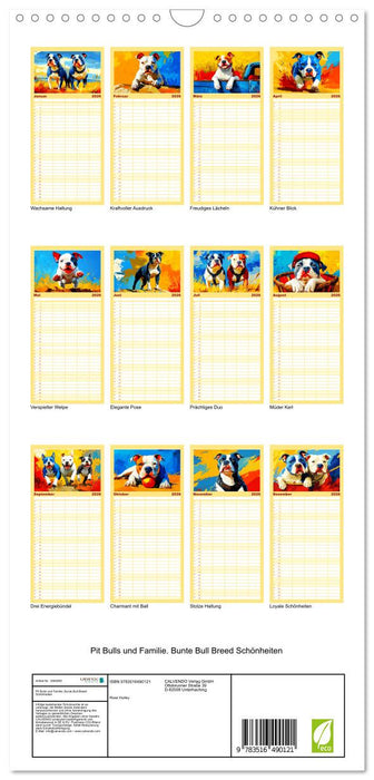 Pit Bulls und Familie. Bunte Bull Breed Schönheiten (CALVENDO Familienplaner 2026)