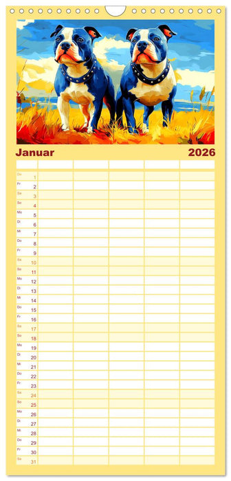 Pit Bulls und Familie. Bunte Bull Breed Schönheiten (CALVENDO Familienplaner 2026)