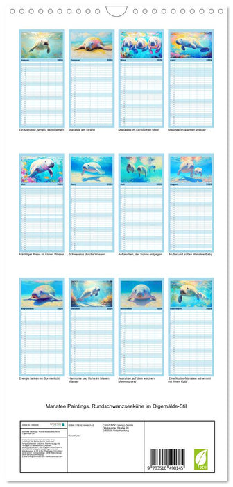 Manatee Paintings. Rundschwanzseekühe im Ölgemälde-Stil (CALVENDO Familienplaner 2026)