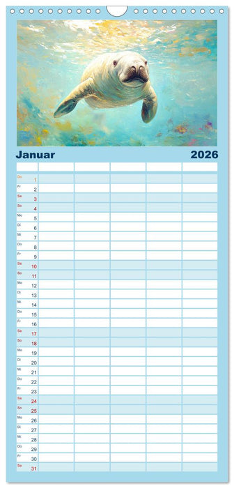 Manatee Paintings. Rundschwanzseekühe im Ölgemälde-Stil (CALVENDO Familienplaner 2026)