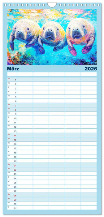 Manatee Paintings. Rundschwanzseekühe im Ölgemälde-Stil (CALVENDO Familienplaner 2026)
