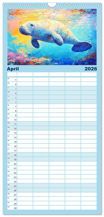 Manatee Paintings. Rundschwanzseekühe im Ölgemälde-Stil (CALVENDO Familienplaner 2026)