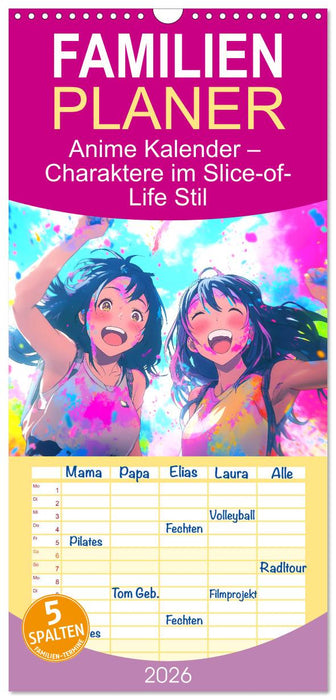 Anime Kalender – Charaktere im Slice-of-Life Stil (CALVENDO Familienplaner 2026)