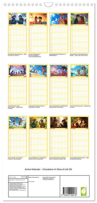 Anime Kalender – Charaktere im Slice-of-Life Stil (CALVENDO Familienplaner 2026)