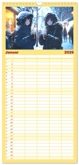 Anime Kalender – Charaktere im Slice-of-Life Stil (CALVENDO Familienplaner 2026)