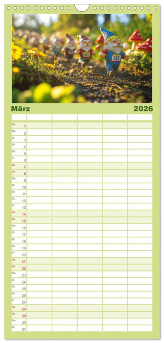Sportliche Gartenzwerge (CALVENDO Familienplaner 2026)