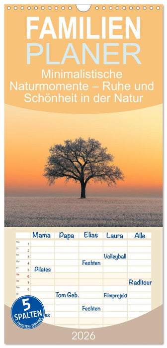 Minimalistische Naturmomente – Ruhe und Schönheit in der Natur (CALVENDO Familienplaner 2026)