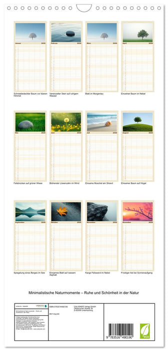 Minimalistische Naturmomente – Ruhe und Schönheit in der Natur (CALVENDO Familienplaner 2026)
