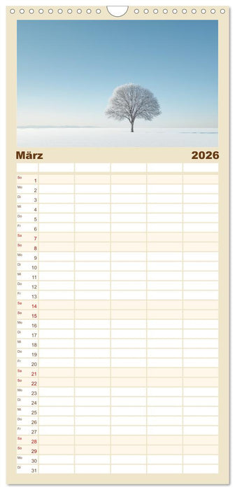 Minimalistische Naturmomente – Ruhe und Schönheit in der Natur (CALVENDO Familienplaner 2026)