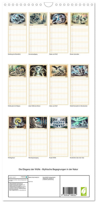 Die Eleganz der Wölfe - Mythische Begegnungen in der Natur (CALVENDO Familienplaner 2026)