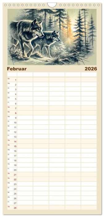 Die Eleganz der Wölfe - Mythische Begegnungen in der Natur (CALVENDO Familienplaner 2026)