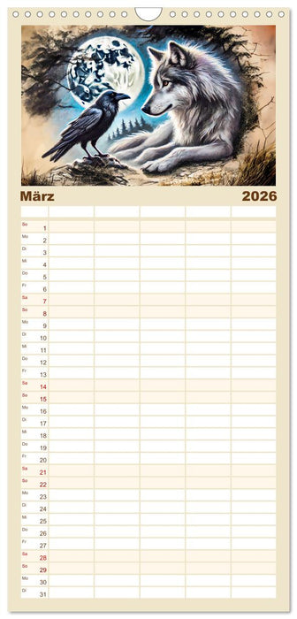 Die Eleganz der Wölfe - Mythische Begegnungen in der Natur (CALVENDO Familienplaner 2026)