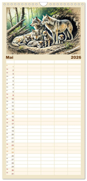 Die Eleganz der Wölfe - Mythische Begegnungen in der Natur (CALVENDO Familienplaner 2026)