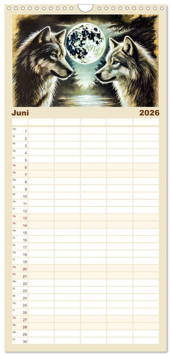 Die Eleganz der Wölfe - Mythische Begegnungen in der Natur (CALVENDO Familienplaner 2026)