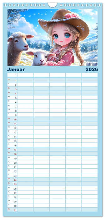 Kleine Cowgirls. Niedliche Mädchen mit tierischen Freunden (CALVENDO Familienplaner 2026)