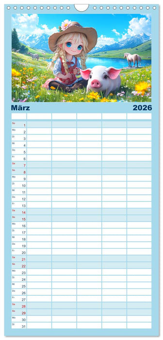 Kleine Cowgirls. Niedliche Mädchen mit tierischen Freunden (CALVENDO Familienplaner 2026)