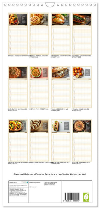 Streetfood Kalender - Einfache Rezepte aus den Straßenküchen der Welt (CALVENDO Familienplaner 2026)