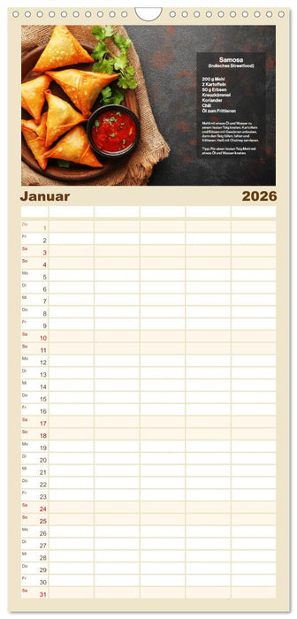 Streetfood Kalender - Einfache Rezepte aus den Straßenküchen der Welt (CALVENDO Familienplaner 2026)
