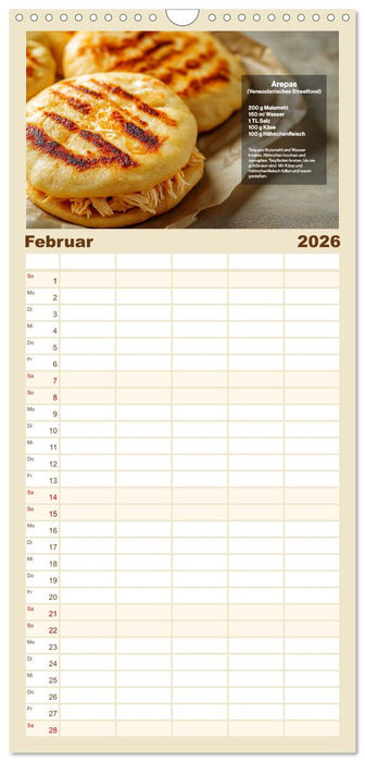 Streetfood Kalender - Einfache Rezepte aus den Straßenküchen der Welt (CALVENDO Familienplaner 2026)