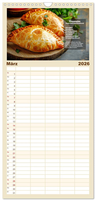 Streetfood Kalender - Einfache Rezepte aus den Straßenküchen der Welt (CALVENDO Familienplaner 2026)