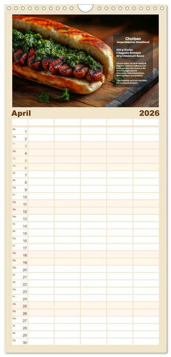 Streetfood Kalender - Einfache Rezepte aus den Straßenküchen der Welt (CALVENDO Familienplaner 2026)