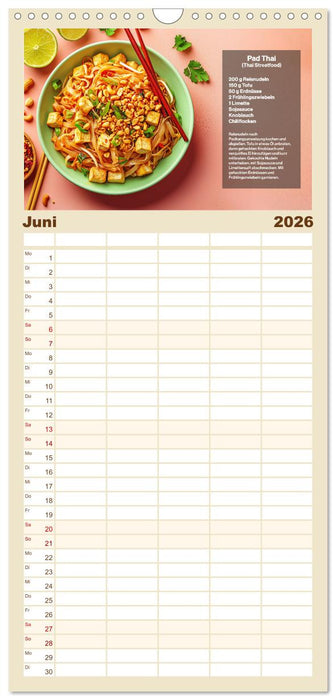 Streetfood Kalender - Einfache Rezepte aus den Straßenküchen der Welt (CALVENDO Familienplaner 2026)