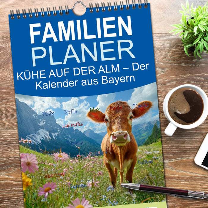 KÜHE AUF DER ALM – Der Kalender aus Bayern (CALVENDO Familienplaner 2026)