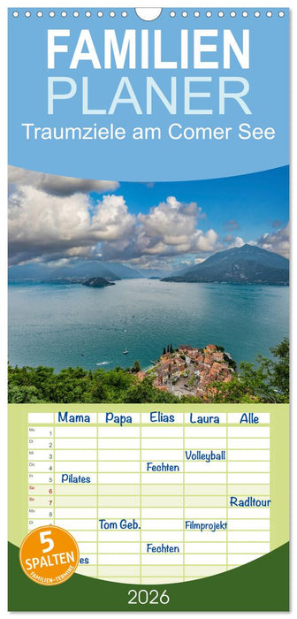 Traumziele am Comer See (CALVENDO Familienplaner 2026)