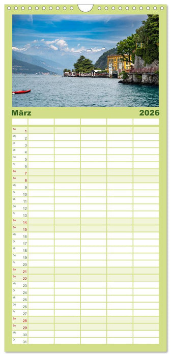 Traumziele am Comer See (CALVENDO Familienplaner 2026)