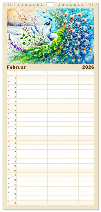 Tanz der Pfauen - Jahreszeiten in abstrakter Eleganz (CALVENDO Familienplaner 2026)