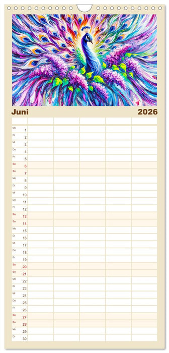 Tanz der Pfauen - Jahreszeiten in abstrakter Eleganz (CALVENDO Familienplaner 2026)