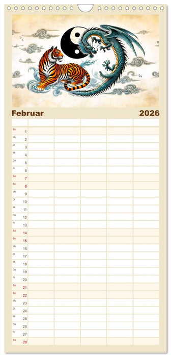 Yin und Yang der Wesen - Asiatische Mythen im Gleichgewicht (CALVENDO Familienplaner 2026)