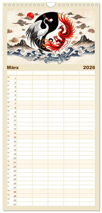 Yin und Yang der Wesen - Asiatische Mythen im Gleichgewicht (CALVENDO Familienplaner 2026)
